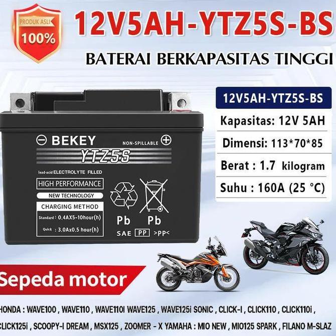 OTOMAX Aki Motor Yamaha Original YTZ5S Mio J Vixion Mio Soul Fino Soul GT Mio m3 X-ride Xeon Byson J