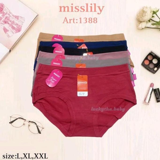 AI165 ~ 6pcs- CD wanita MISSLILY 1388 / CD MISSLILY SUPER SOFT WANITA DEWASA / celana dalam wanita s