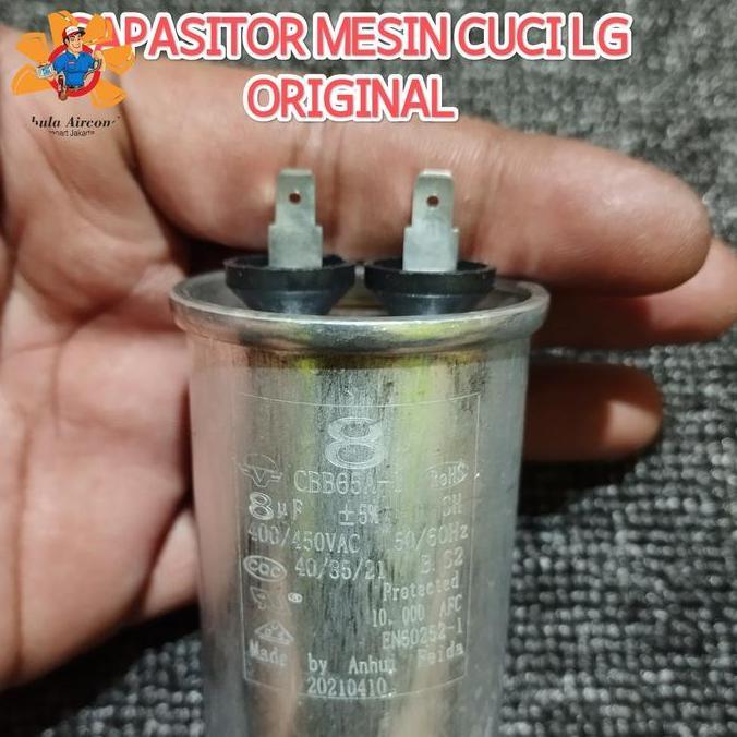 CAPASITOR MESIN CUCI LG 1 TABUNG ORIGINAL LG 8UF CBB65A-1 ROHS