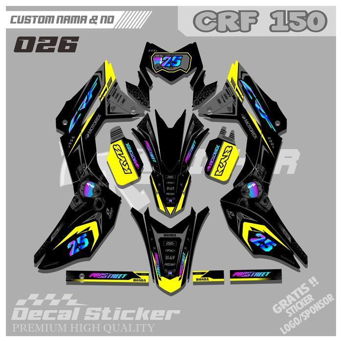 Decal Crf 150 Full Body Hitam Putih-Super Glosy Ak 026 Kendaraan Motor Motorcycle Bebek Rbt Wr 155 S