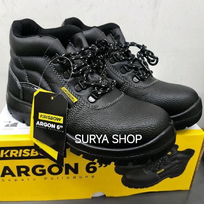 Krisbow Sepatu Safety Argon 6 Anti Slip Oil Resistant Bahan Sol Pu Pelindung Kaki Besi Tinggi 6 Inci