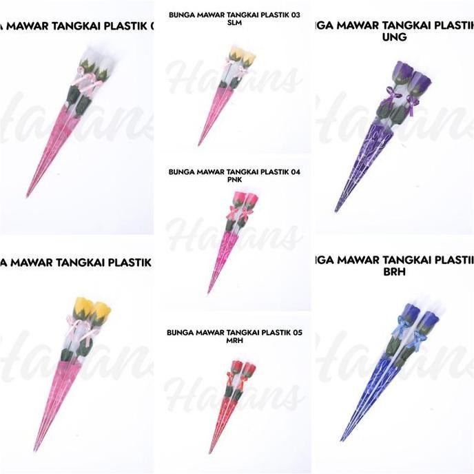 Flowpick- [-+24 Pcs] Bunga Tangkai Mawar / Bunga Valentine / Bunga Mawar Artificial Setangkai / Bung
