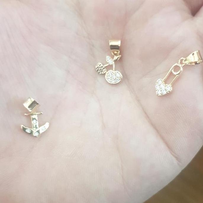 liontin bandul kalung kecil jangkar peniti emas asli 375 8k muda