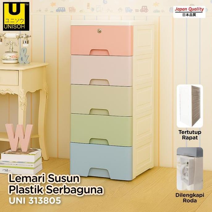 TERMURAH - UNISOH Lemari Plastik Pakaian Plastik Laci Susun Drawer Cabinet