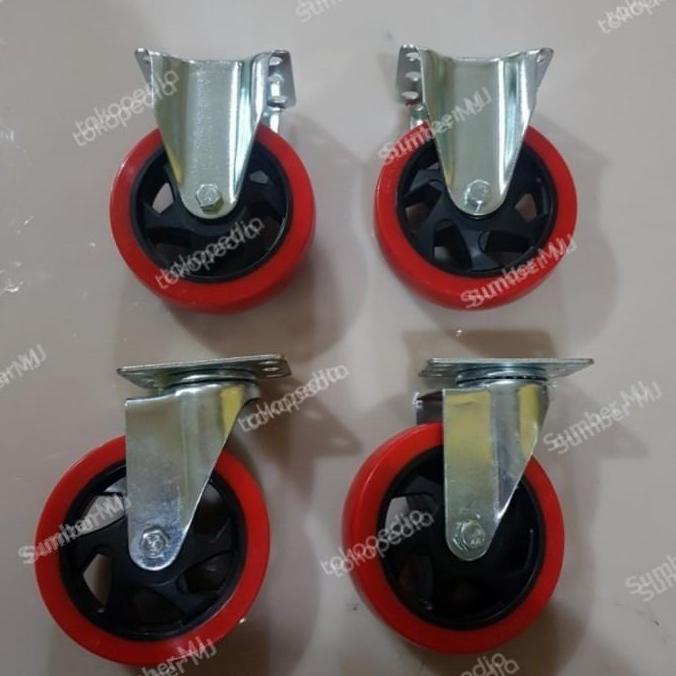 Roda Trolli PU 5 inch 1 set beban 420 kg HIGH QUALITY