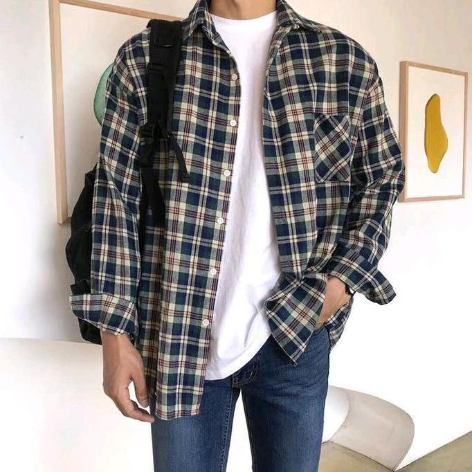 Xxxy- Kemeja Flanel Pria Wanita Distro Unisex Lengan Panjang Ukuran M L Xl Casual Kain Lembut Motif 