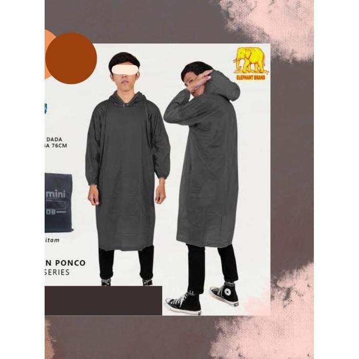 Jas Hujan Ponco Ceria Hiu 202/Jas Hujan Elmondo Ponco Poncho Lengan - Hitam