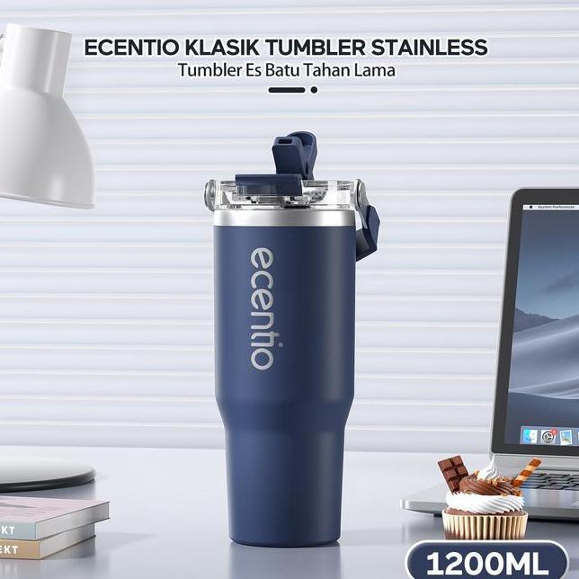 Ecentio Botol Minum Stainless Steel 1200Ml Termos Tahan Panas Dingin 24 Jam Kapasitas Besar Outdoor 