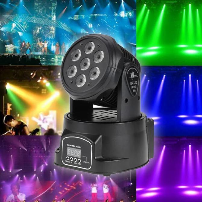 mini led RGB moving head light spot light lampu disko rotasi dmx512PAR