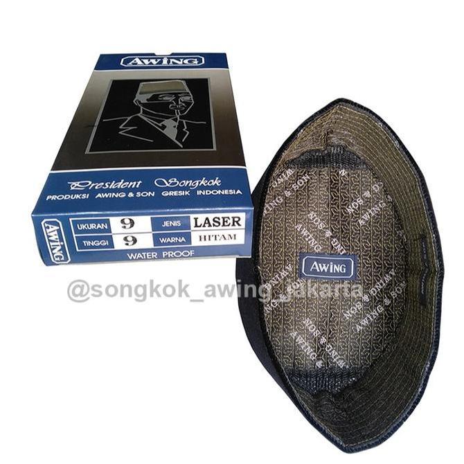 Songkok Peci Awing AC Motif Laser Kopiah Hitam Dewasa BS