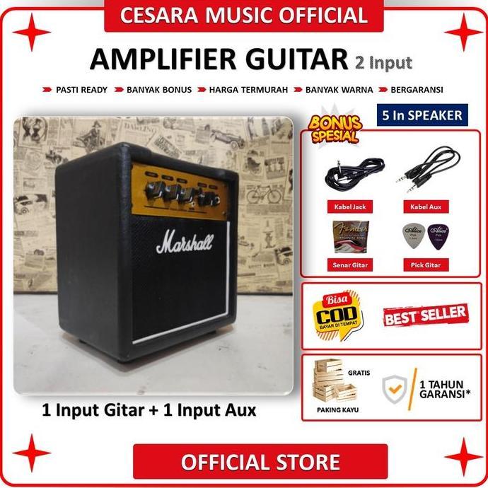 Sandalan - kseller Ampli Gitar Bass 5 bluetooth 2 Input ada DELAY distorsi Bonus Kabel Jack Pick Git