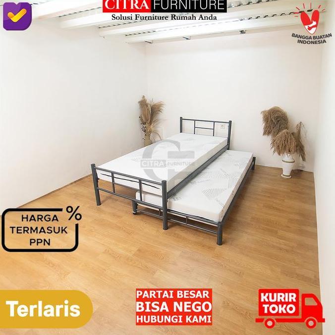 Ranjang Besi Sorong Minimalis 2 in 1 | Dipan Rangka Tempat Tidur Besi (TERBAIK) (TERBARU) (TERMURAH)