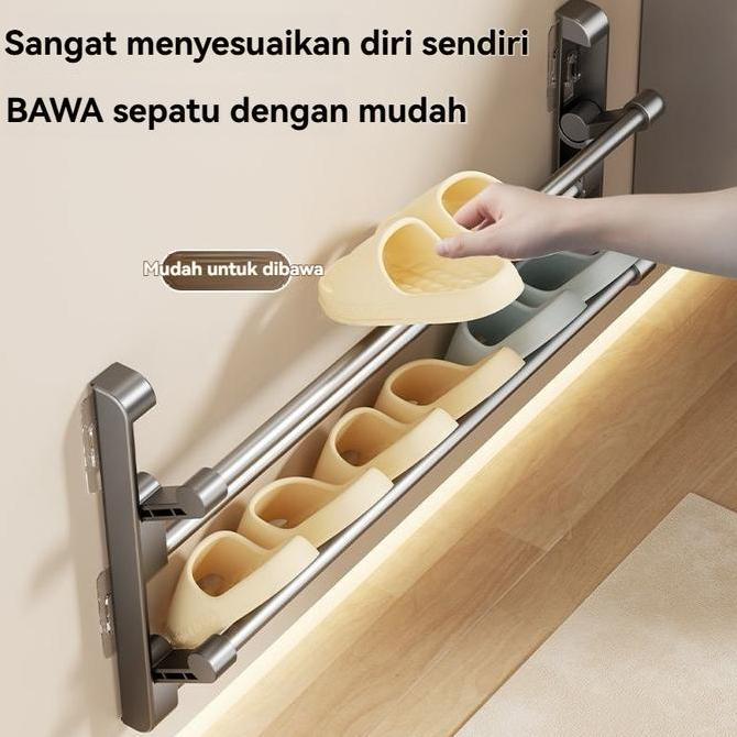 NEW - Rak besi sepatu sandal tempel dinding rak gantungan tempat sepatu dinding Tempel Susun Tempat 