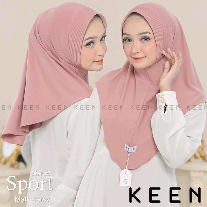 Xkxk- Keen Hijab Instan Sport Size M/L Bahan Jersey Premium Bergo Kerudung Panjang Muslim Casual
