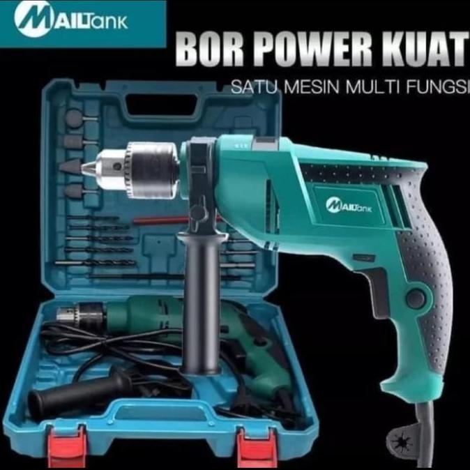 :=:=:=:=] MESIN BOR 13MM IMPACT DRILL MAILTANK SH13 SET KOPER AKSESORIS