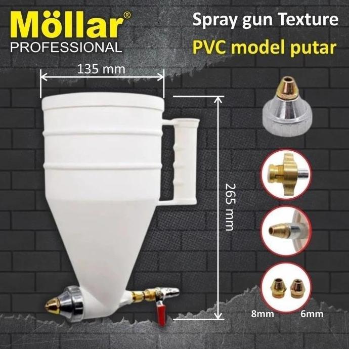 $$$$] spray gun tekstur cup Plastik MOLLAR hopper gun cat vircan 6mm 8mm
