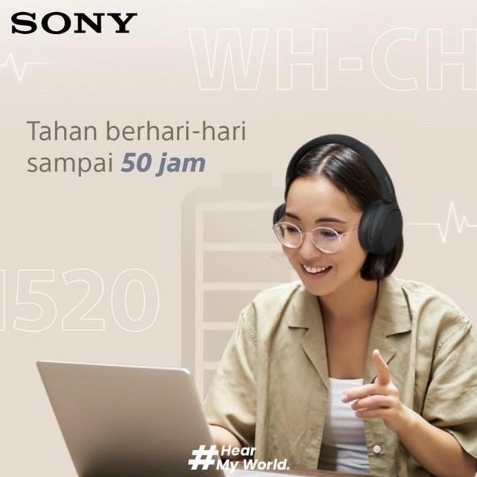 Sony WH-CH520 Wireless Bluetooth Headphone On Ear CH520 CH-520 Earphone Headset (TERBAIK) (TERBARU) 