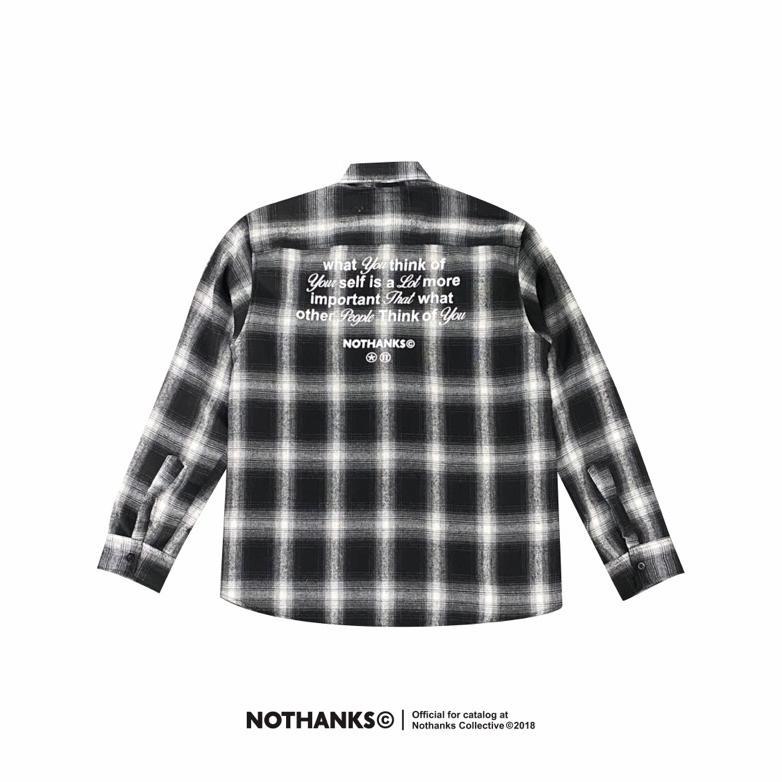 NEW Flanel Veterano Nothanks black kemeja panjang pria wanita y2k vintage motif