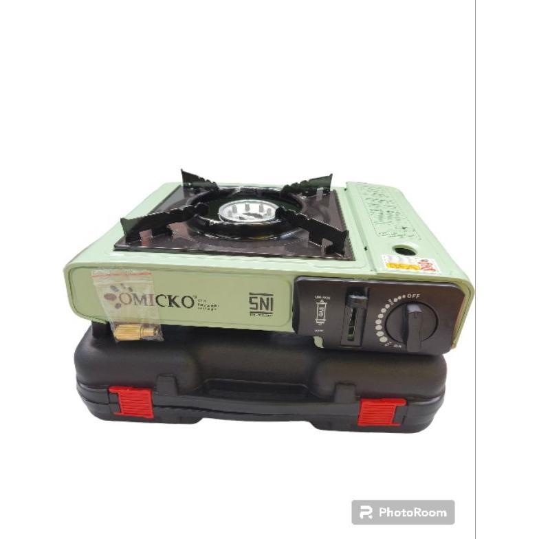 ukd-23 fn-56 PAKET KOMPOR PORTABLE OMICKO 2 IN 1 / KOMPOR BBQ PORTABEL PLUS COVER SNI Sale Premium