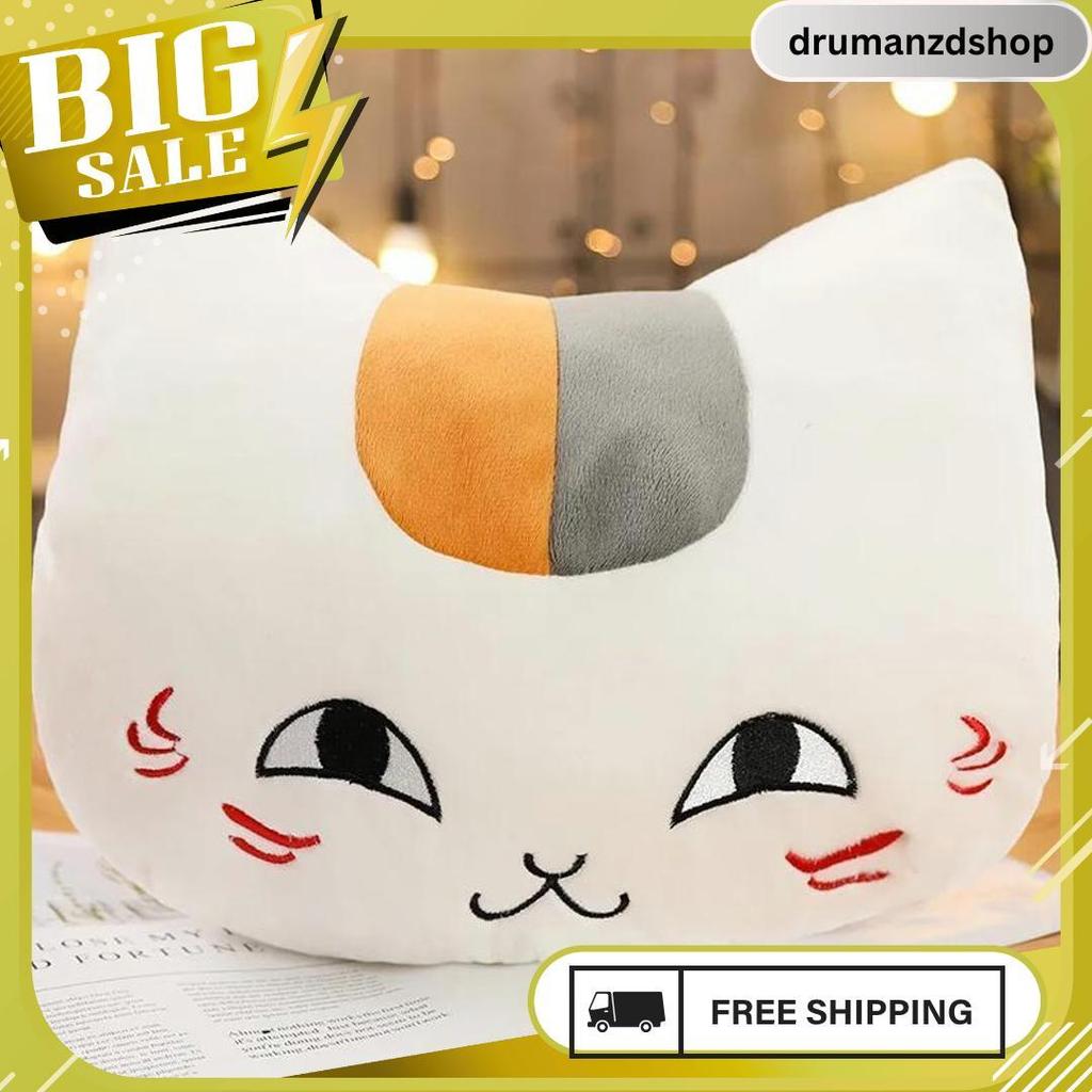 Bantal Boneka Mewah Nyanko Sensei Penghangat Tangan Buku Teman Natsume Boneka Berbulu Kucing Kawaii 