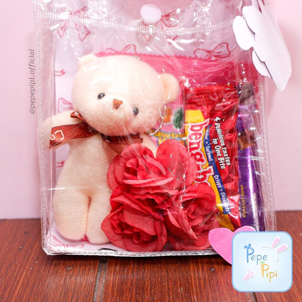 Ex45 Hampers Valentine Tas PVC Coklat Beruang Sanck Mini  Gift Hadiah Kado Romantis Sweet Viral