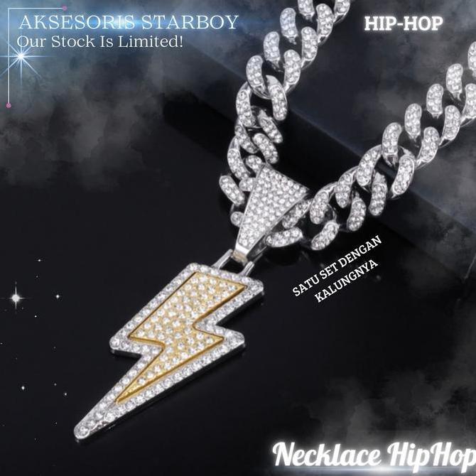 KALUNG PETIR STARBOY - Iced Out Linghtning Pendant