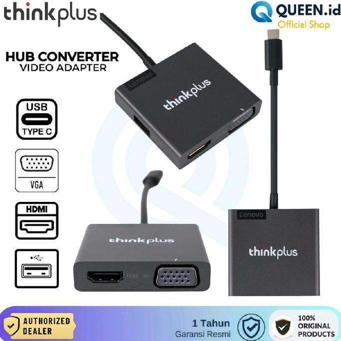 TERBARU Lenovo ThinkPlus Adapter Converter USB TYPE C TO VGA HDMI USB PORT 4K