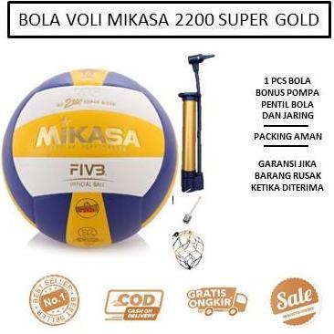 BOLA VOLI MIKASA 2200 BONUS POMPA - BOLA VOLLEY MIKASA- BOLA VOLY ASLI Terlaris