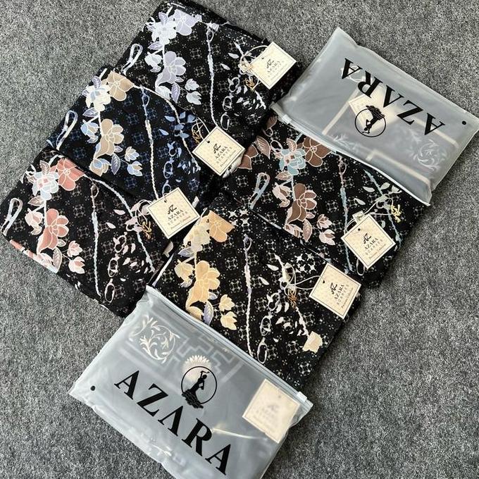 (BISA SERAGAM) AZARA Hijab Persegi Empat Motif LOGO Free Pouch Square Kerudung Wanita  Muslimah Baha