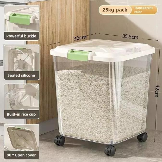 wadah beras aesthetic penyimpanan beras  tempat beras aesthetic dispenser beras 10 kilogram wadah be