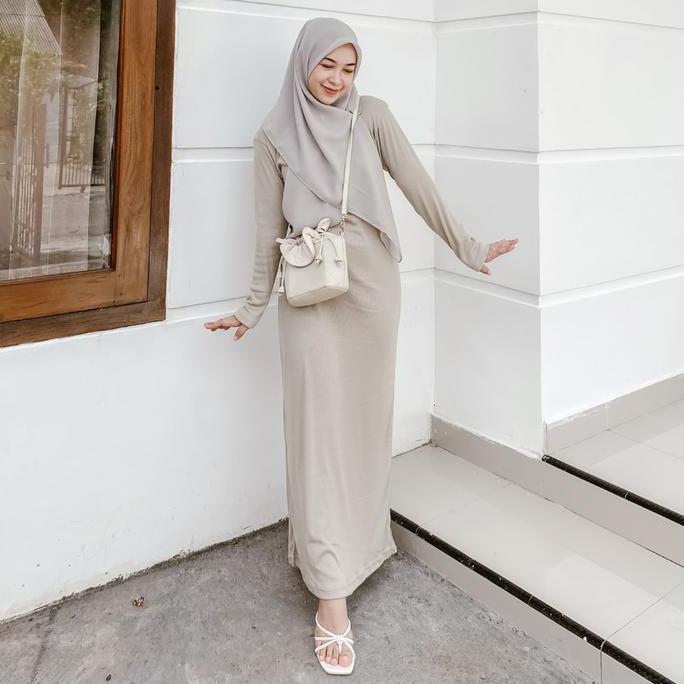 Yeppuoutfit Anzel Inner Manset Dress Tangan Panjang Leher Tinggi Turtleneck - Dalaman Long Dress Wan