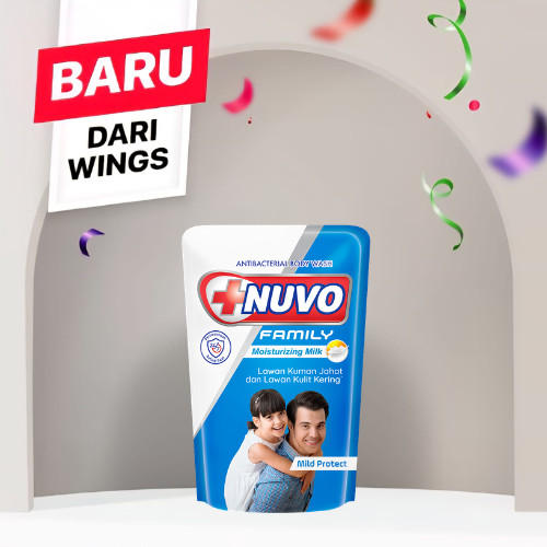 Nuvo Family Sabun Mandi Cair Biru Mild Protect Pouch 400 gr x2 - Gambar 4