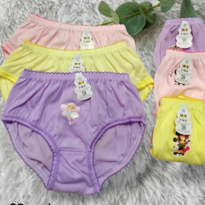 ( 6 pcs ) PMR celana dalam anak Cewek balita sampai tanggung motif polos karakter // CD anak perempu