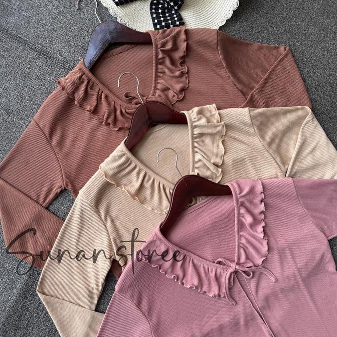 Momi- Cardigan Crop Tali Ruffle / Outer Korea / Cardigan Fuji / Korean Style