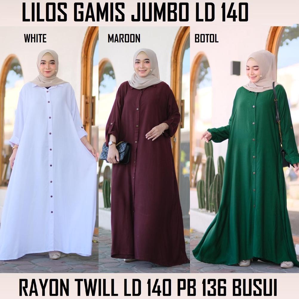 DISKON GAMIS JUBAH JUMBO RAYON TWILL 5L / DRESS MUSLIM LD 140 FULL KANCING XXXXXL