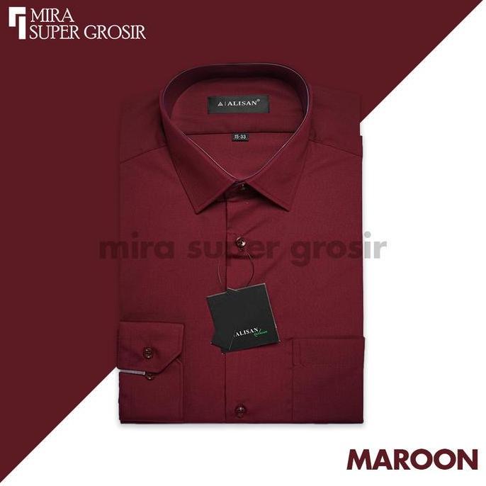 Lansungkirim- Alisan Kemeja Pria Polos Slim Fit Lengan Panjang Original Baju Atasan Kerja Cowo Alisa