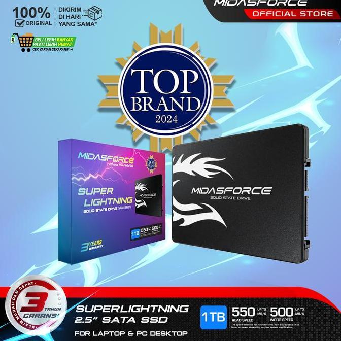 Saveyou- Ssd 1Tb Midasforce Superlightning Sata 3 6Gb/S Untuk Laptop Dan Pc Sata Iii Internal Storag