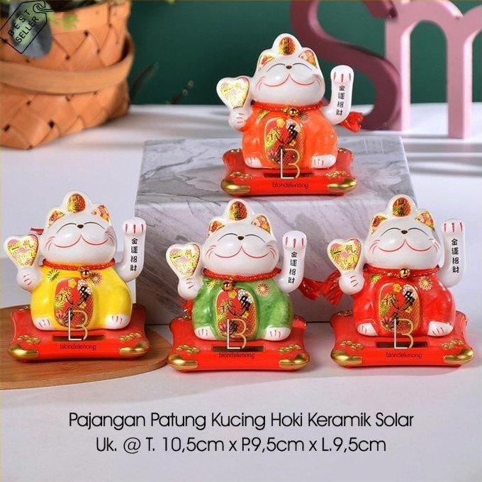 TERLARIS - Patung Pajangan Kucing Hoki Rejeki Lucky Cat Maneki Neko Keramik Cina