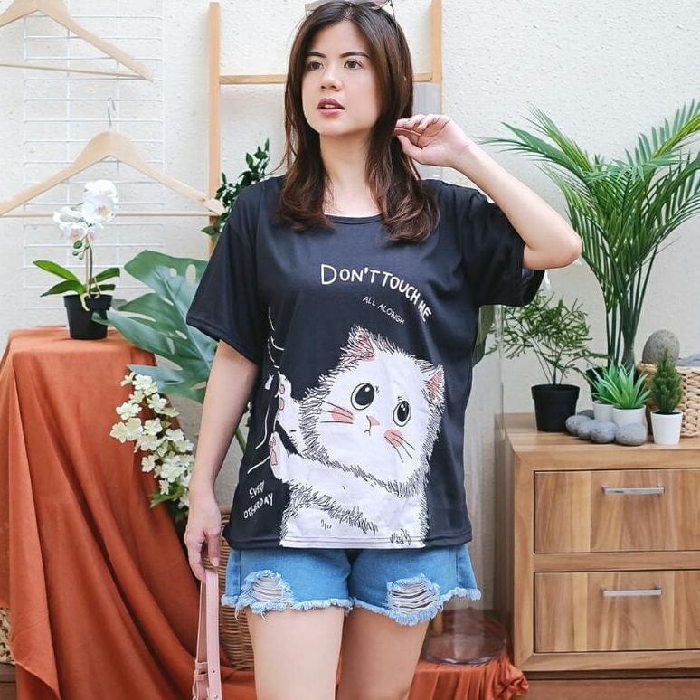 TERBARU T-SHIRT OVERSIZE DONT TOUCH ME KUCING / ATASAN OVERSIZE WANITA