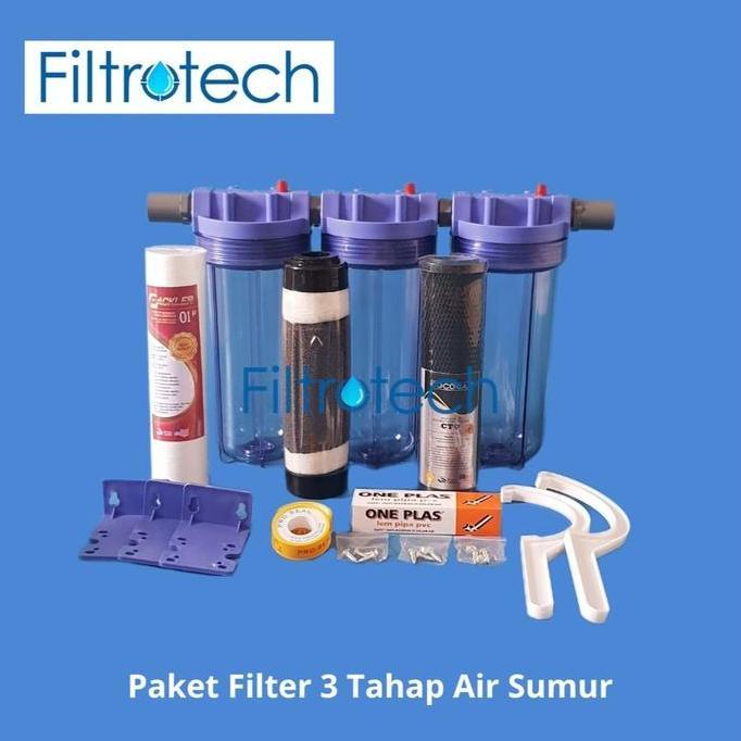 PROMO - Paket Filter Air 3 Tahap Sumur 10 inch - Paket Housing Filter Air 3 Step Sumur