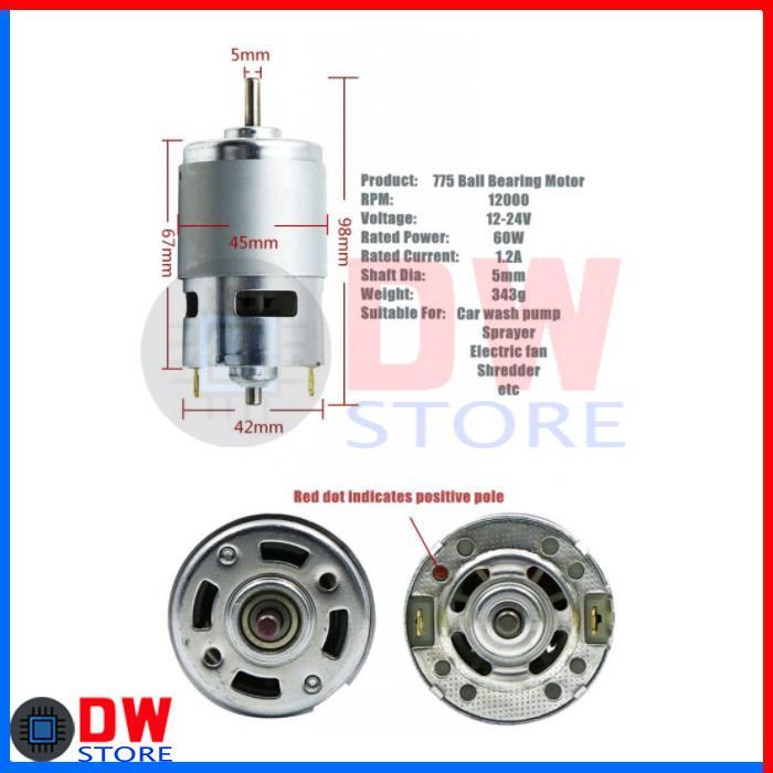 Dinamo Dc Motor 775 12V 12000 Rpm High Speed High Torque 100W Rs775 Rs-775