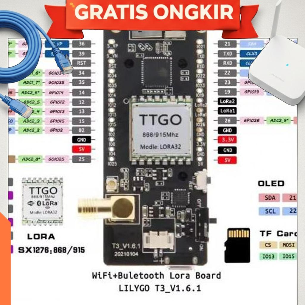 Lilygo Ttgo Lora32 V2.1 Paxcounter Ver. 433/915 Mhz Esp32 Lora Development Board 0.96 Inch Oled Wifi