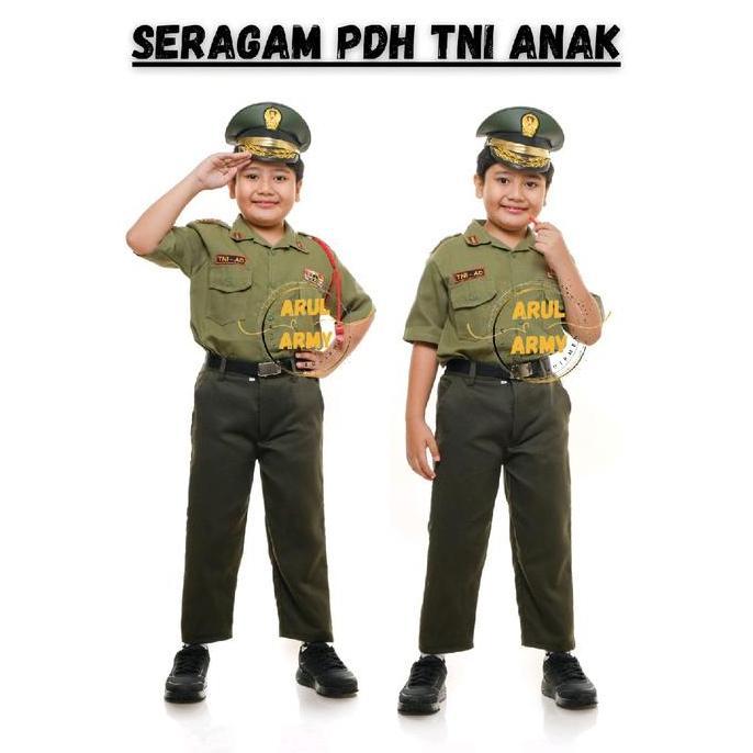BAJU SERAGAM PDH TNI ANAK SERAGAM SEKOLAH TK PAUD PDH TNI AD  AU AL ANAK SETELAN TNI ANAK BAJU TNI A