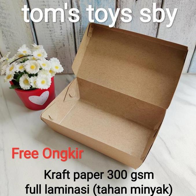 Promo Lunch Box Medium M dus box kotak nasi mie Kraft + Laminasi Free ongkir Diskon