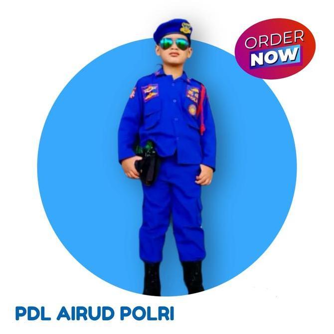 PDL Airud Polri Baju Karnaval Anak Pol Airud Warna Biru Komplit Emblem & Aksesoris Kostum Fashion Ri
