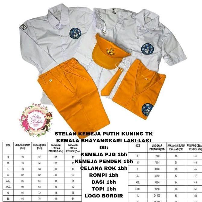 STELAN KEMEJA LAKI PUTIH KUNING TK KEMALA BHAYANGKARI KEMEJA 2Bh (TERBAIK) (TERBARU) (TERMURAH)