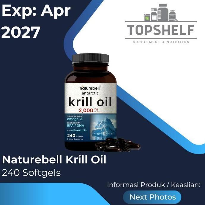 Naturebell Antarctic Krill Oil 2000mg Supplement, 240 Softgels | Non-GMO