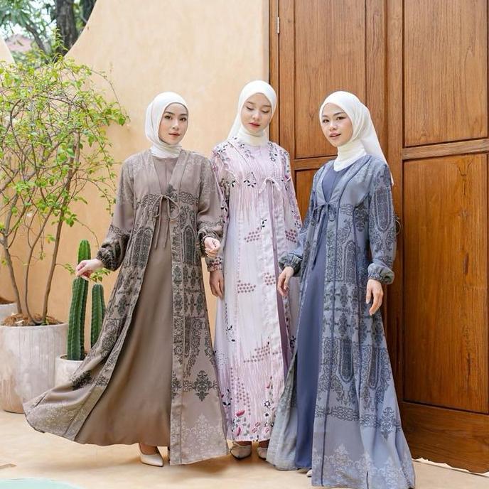 Joley Cloth - Alia Dress Abaya Simple Motif Printing Terbaru 2025 Gamis Bridesmaid Wanita Sarimbit S
