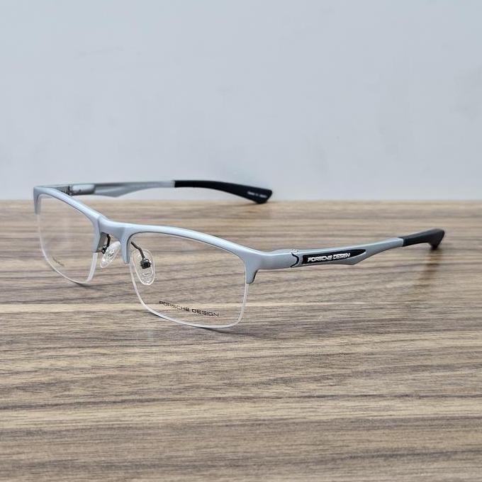 FAMANIFAMS - FRAME KACAMATA PRIA WANITA HALF FRAME SPORTY PORSCHE DESIGN P8199 SILVER BLACK BLUECROM