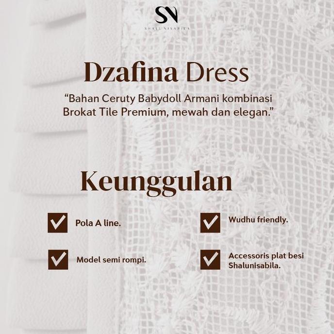 Murah Shalu Nisabila - Dzafina Gamis Dress Gaun Panjang Mewah Brokat Tile Baju Muslimah Brukat Tile 